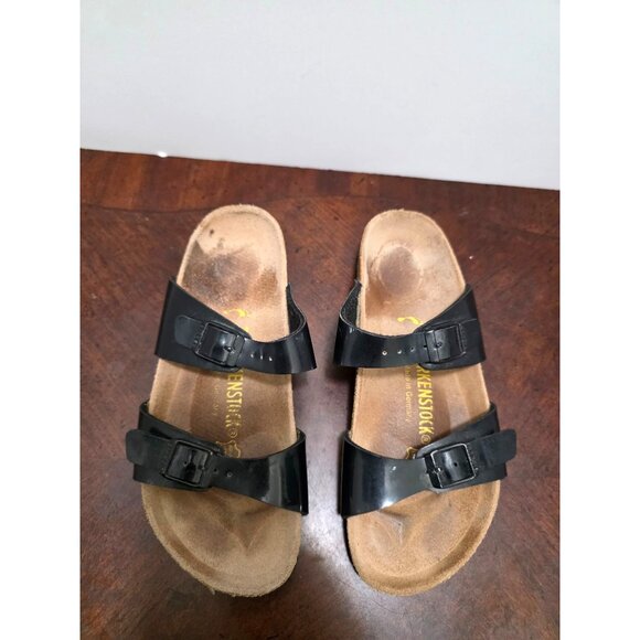 Birkenstock Black Patent Leather Arizona Sandals Size 36 EU Slip-On - Picture 2 of 10